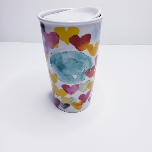 Starbucks Other - Starbucks Watercolor Hearts Ceramic Travel Mug